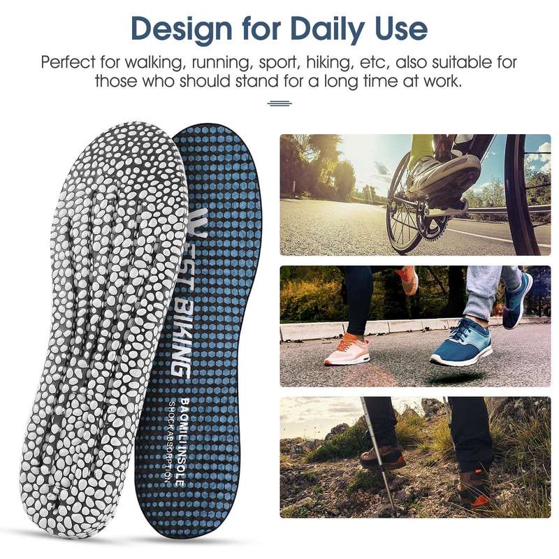 WEST BIKING Bicycle Riding Insole Sports Slow Shock PU Comfortable Insole, Size: 43-44(Blue)