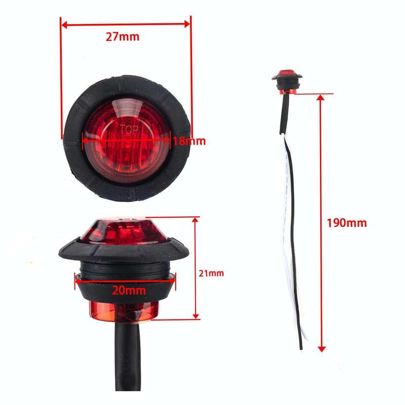 A5010 Red Light 10 in 1 Truck Trailer LED Round Side Marker Lamp
