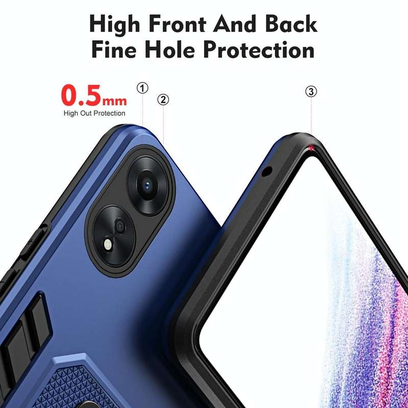 For OPPO A78 5G Variety Brave Armor Finger Loop Holder Phone Case(Blue)