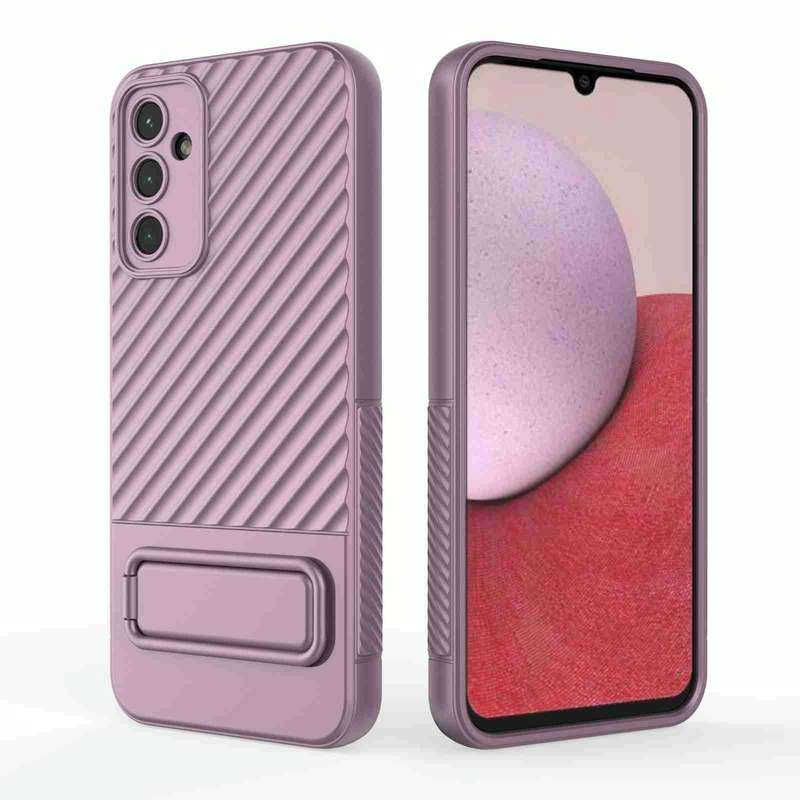 For Samsung Galaxy A14 5G Wavy Texture TPU Phone Case with Lens Film(Purple)