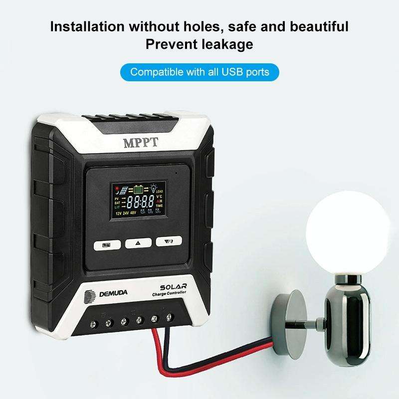 MPPT Solar Controller 12V / 24V / 48V Automatic Identification Charging Controller with Dual USB ...