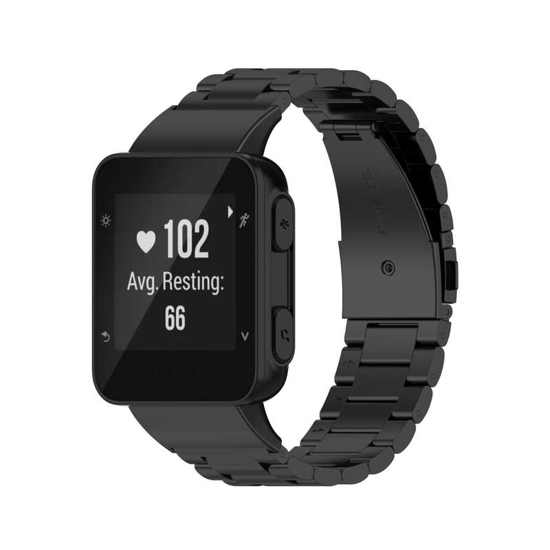 For Garmin Forerunner 35 / 30 Universal Three Beads Stainless Steel Watch Band(Black)