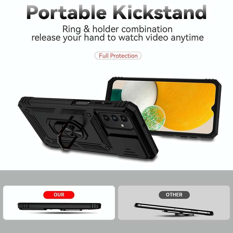 For Samsung Galaxy A13 4G Sliding Camshield Holder Phone Case(Black)