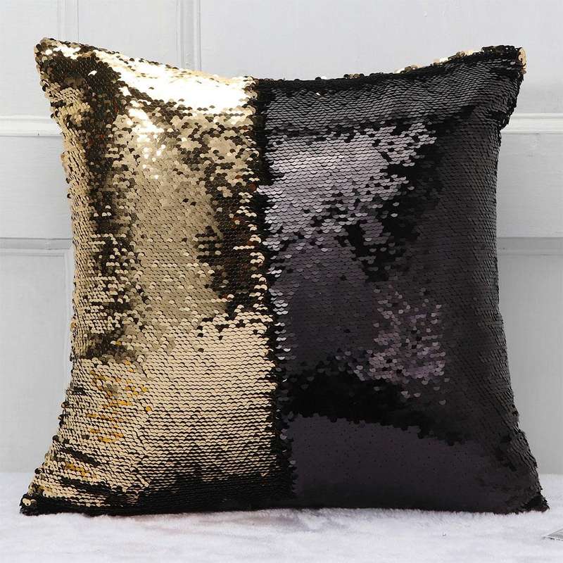 DIY Two Tone Glitter Sequins Throw Pillow Case Reversible Sequin Magical Color Changing Pillow Co...