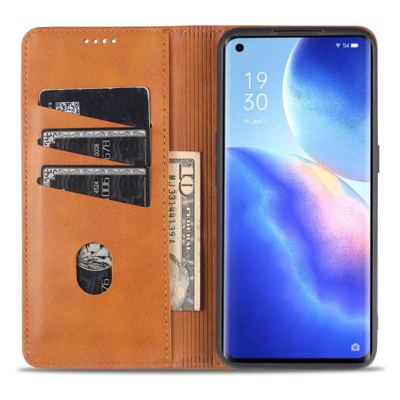 For Oppo Reno5 5G AZNS Magnetic Calf Texture Horizontal Flip Leather Case with Card Slots & Holde...