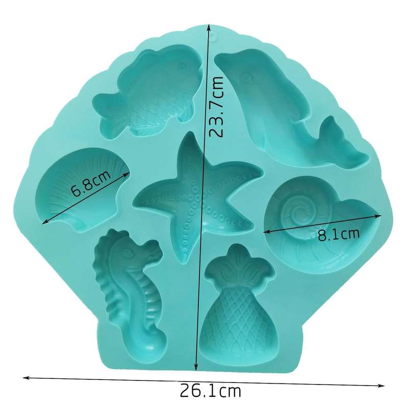 Marine Fish Series Shape Food Grade Silicone Cake Mold Plaster Painting Mold(Color Random Delivery)