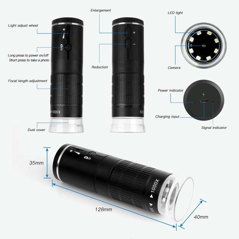 F210 1000X WiFi Digital Microscope with Helical Tube Bracket
