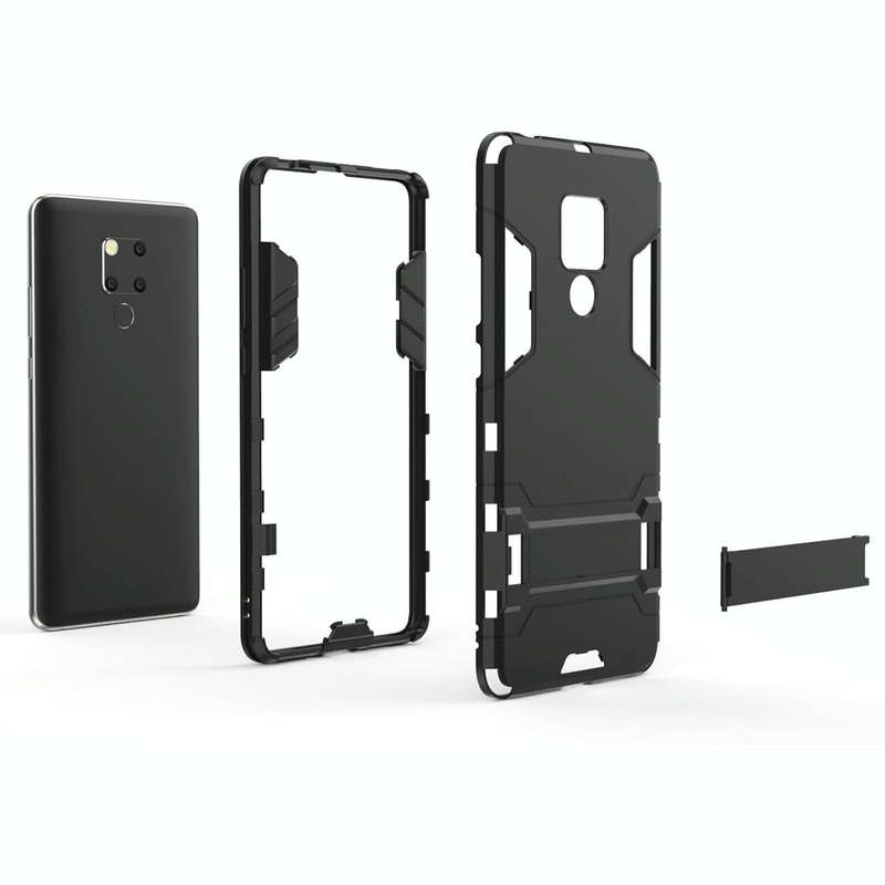 Shockproof PC + TPU Case for Huawei Mate 20 X, with Holder(Black)
