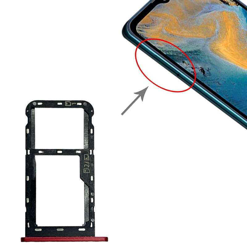 SIM Card Tray + Micro SD Card Tray for ZTE Blade A51 (Red)