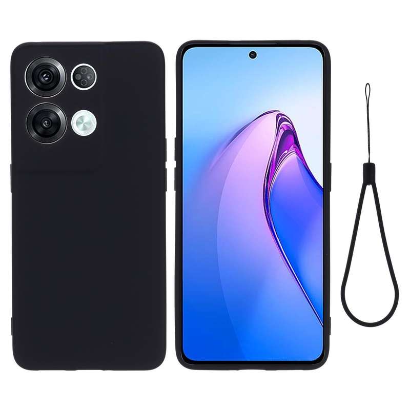 For OPPO Reno8 Pro 5G Global Pure Color Liquid Silicone Shockproof Phone Case(Black)