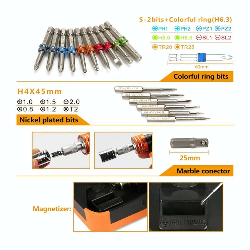JAKEMY JM-6123 31 in 1 Color Ring Professional Screwdriver Repair Tool Set