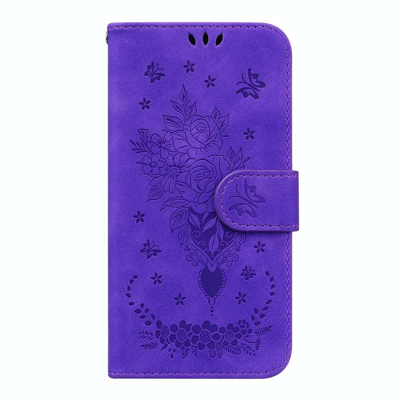 For Samsung Galaxy A52 5G / 4G Butterfly Rose Embossed Leather Phone Case(Purple)