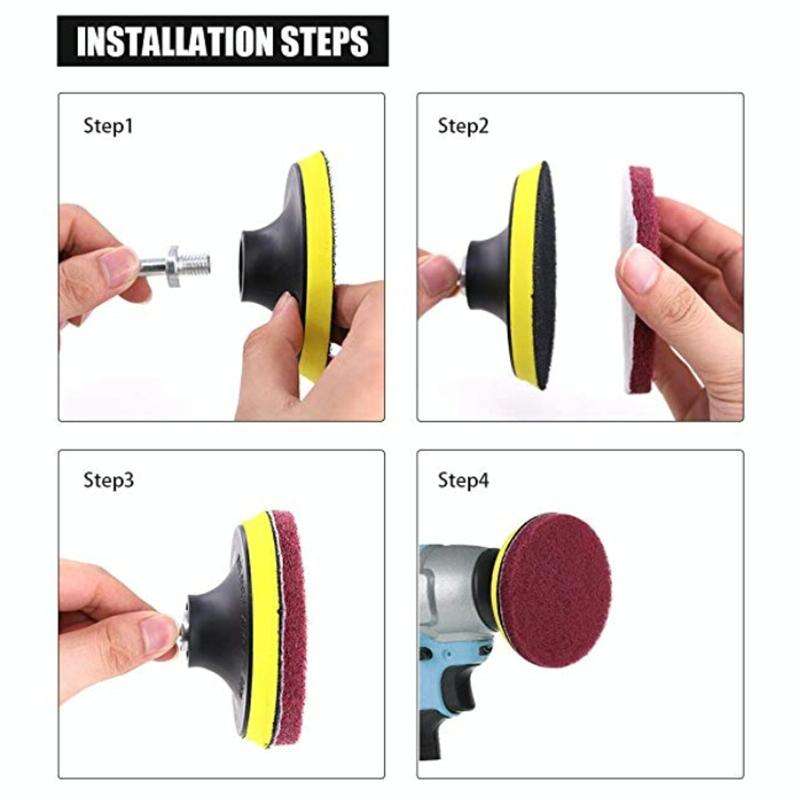 11 in 1 4 inch Sticky Disc Scouring Pad Floor Wall Window Glass Cleaning Descaling Electric Drill...
