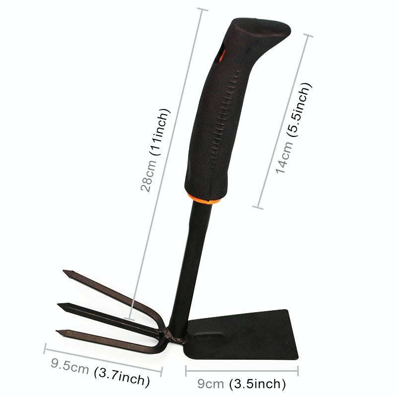 2 in 1 Cultivators Tool Gardening Planting Digging Non-slip Rubber Handle Iron Hoe Rake (Random C...