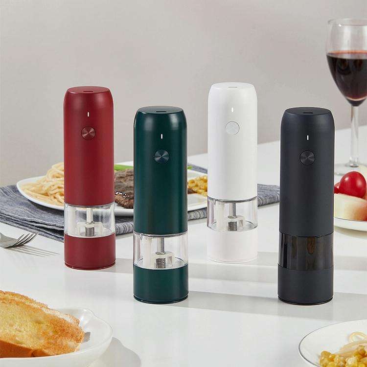BY800 Electric Black Pepper Grinder Charge-Type Pepper Sea Salt Seasoning Grinder(Agate Red)