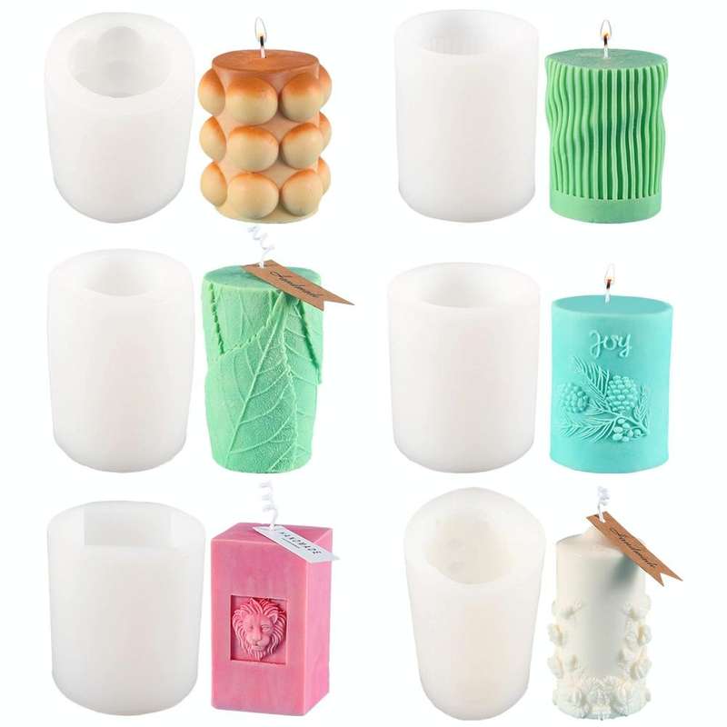 2807 Small Rose Pattern Cylindrical Scented Candle Silicone Mold Plaster Drop Glue Mold