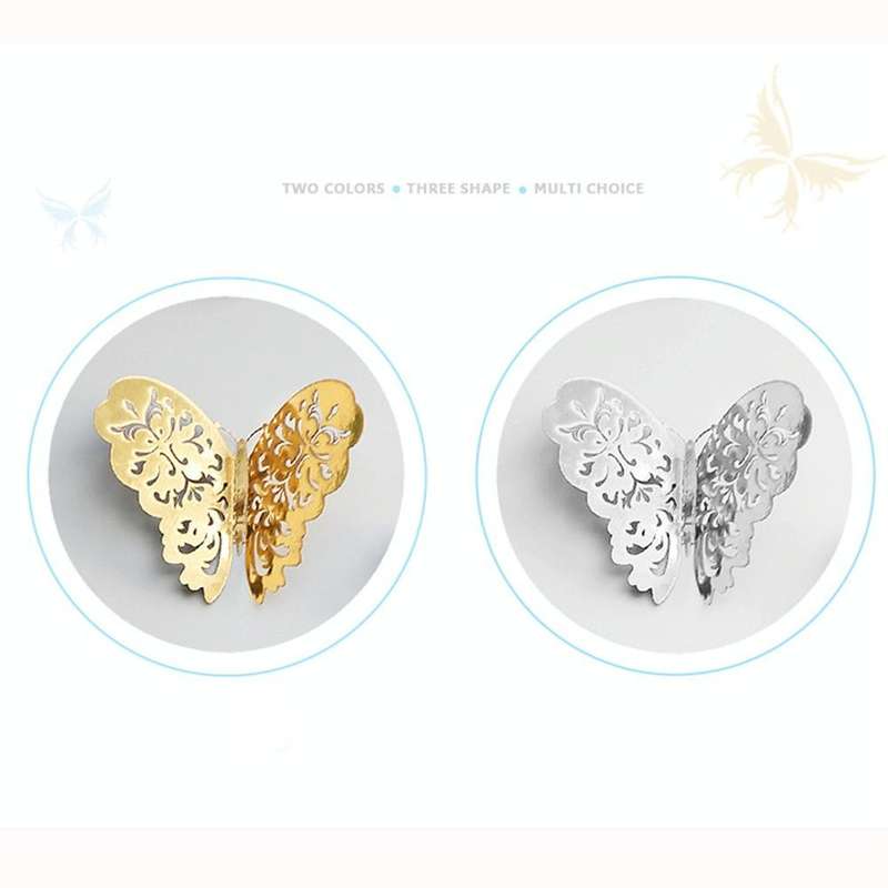 3D Wallpaper Home Decoration Hollow Butterfly Fridge Wall Stickers(Hollow Butterfly A type Silver)