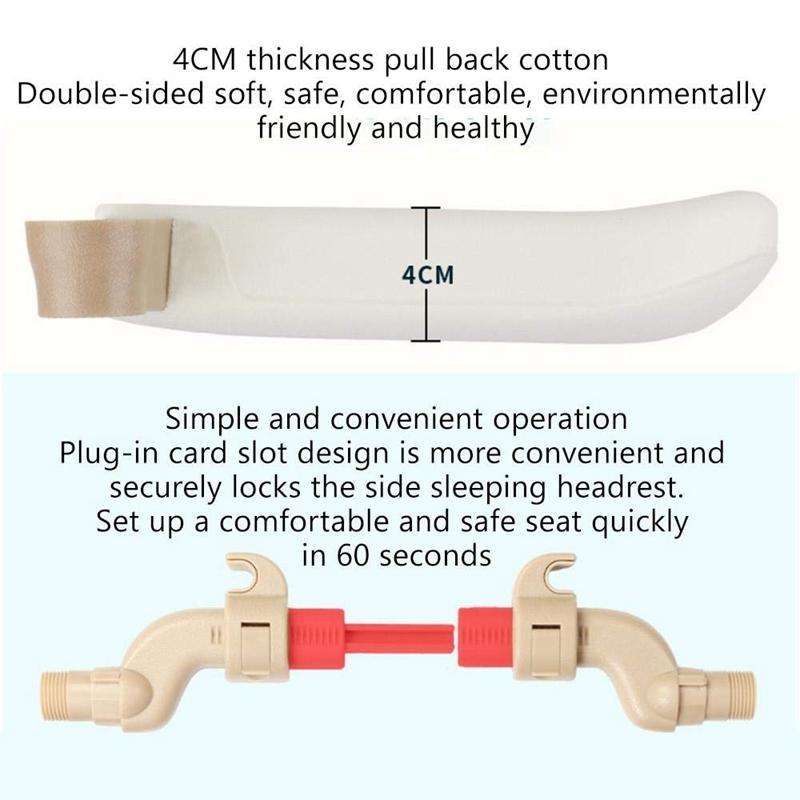 Car Seat Headrest Car Neck Pillow Sleep Side Headrest for Children and Adults (Beige)