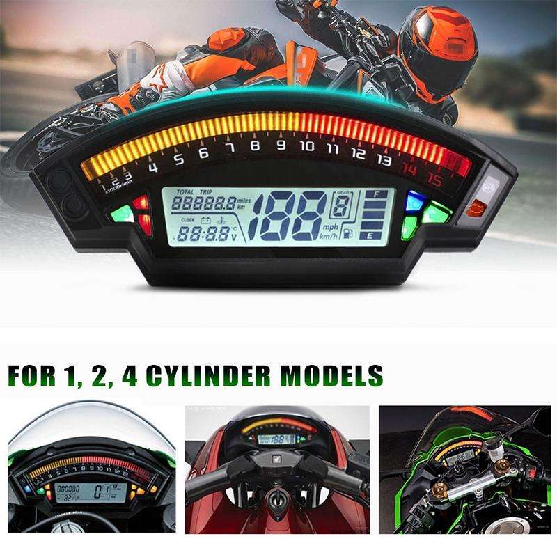 Speedpark Motorcycle LCD TFT Digital Speedometer 14000RPM 6 Gear Backlight Motorcycle Odometer fo...