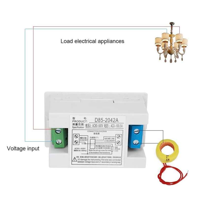 D85-2042A 110V 220V 380V 100A Digital AC Voltmeter Ammeter Current Amps Volt Meter LCD Panel Moni...
