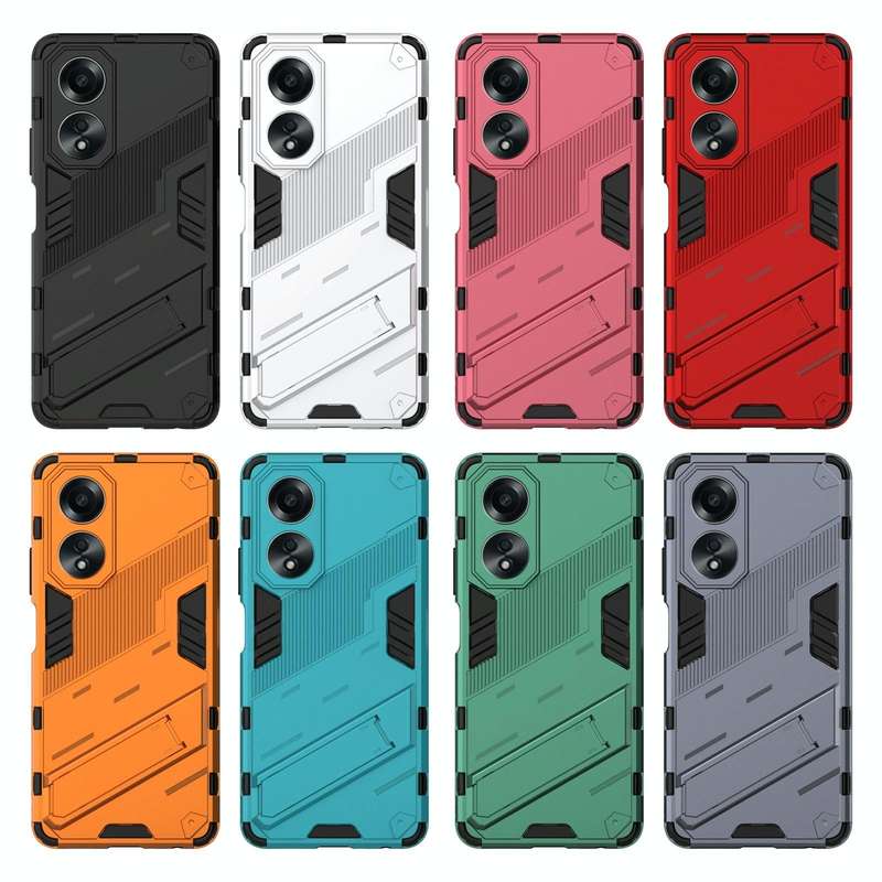 For OPPO A58 4G Global Punk Armor 2 in 1 PC + TPU Phone Case with Holder(Black)