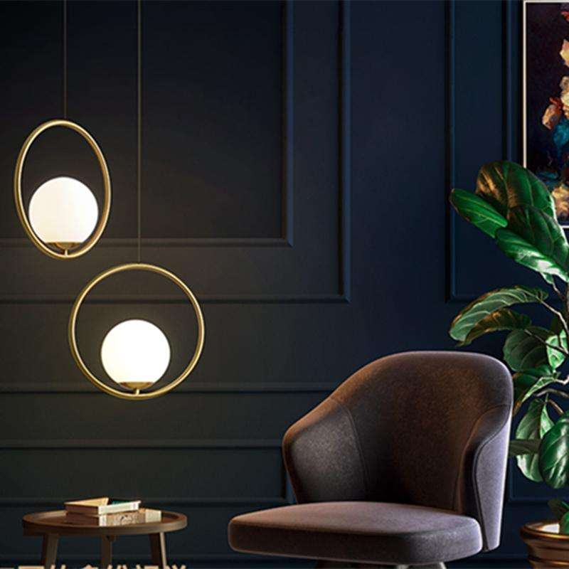 Restaurant Chandelier Single Head Creative Personality Simple Modern Copper Lamp without Light So...