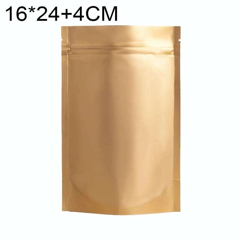 100 PCS/Set Matte Aluminum Foil Snack Stand-up Pouch, Size:16x24+4cm(Gold)