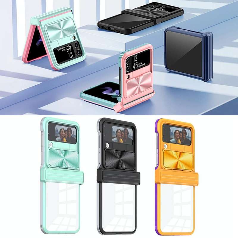 For Samsung Galaxy Z Flip4 360 Full Body Sliding Camshield Phone Case(Black)