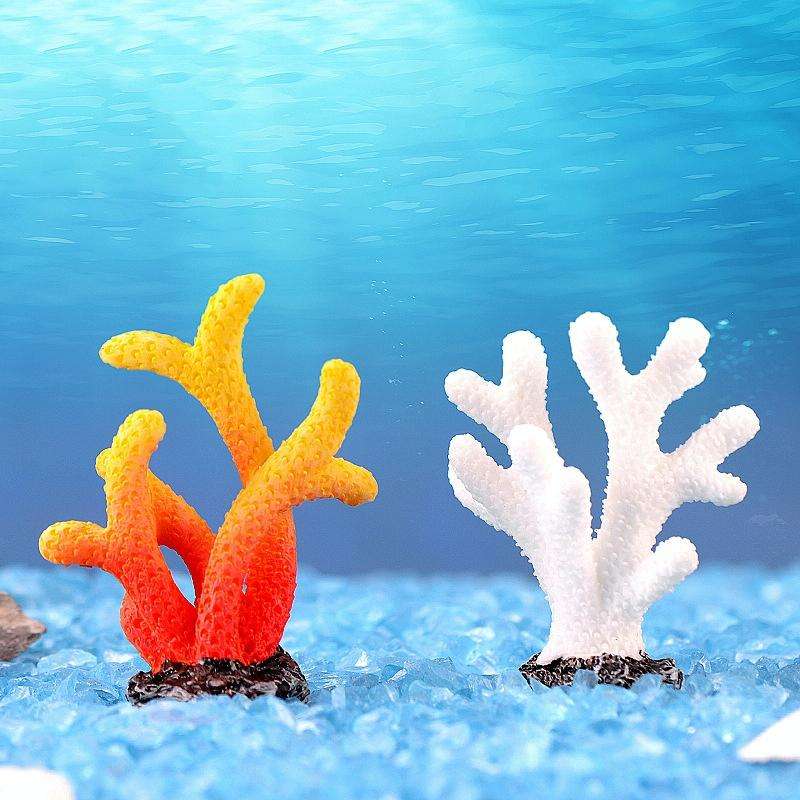 10 PCS Simulation Resin Coral Aquarium Fish Tank Small Ornaments, Colour: No. 7 White