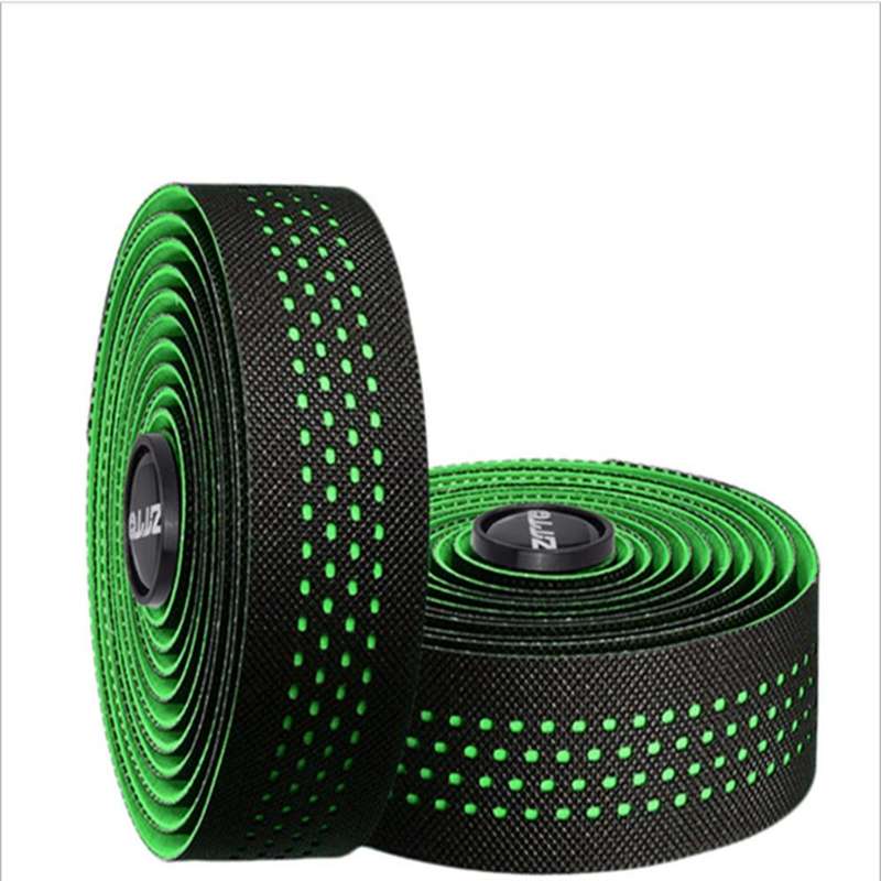 ZTTO Road Bike Handle Bar Tape Non-slip Anti-Vibration PU Leather Breathable Wear-resisting(Green)