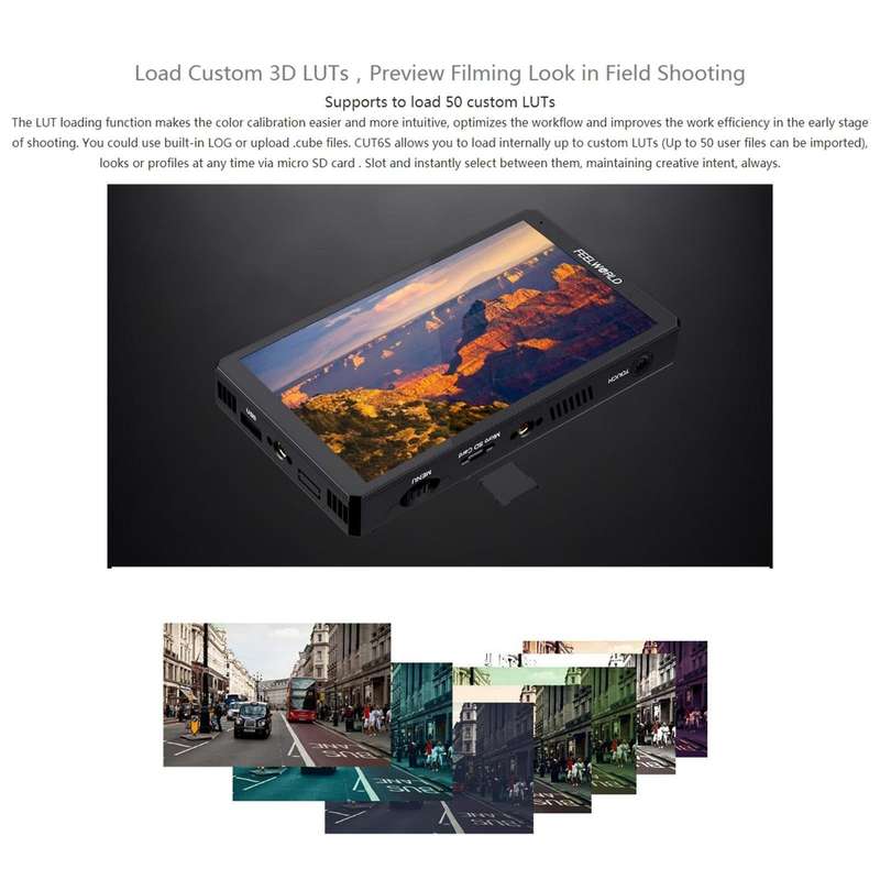 FEELWORLD CUT6S 6-inch Touch Screen Monitor Recorder FHD IPS 4K HDMI 3G-SDI Camera Field Monitor ...