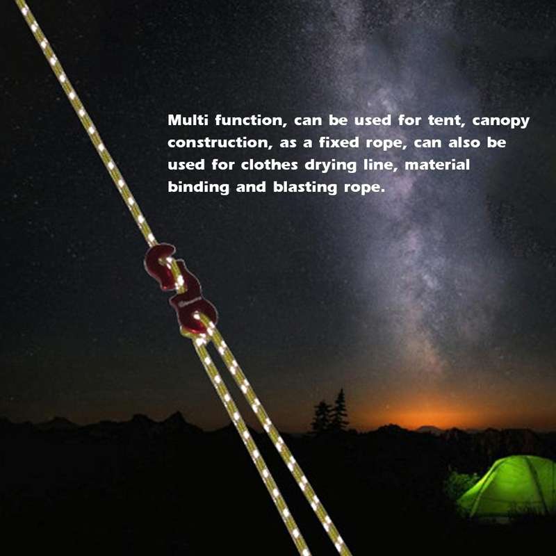 4m x 6 Rolls Outdoor Camping Tent Canopy Wind Rope Luminous Multi-Function Wind Rope Buckle Tent ...