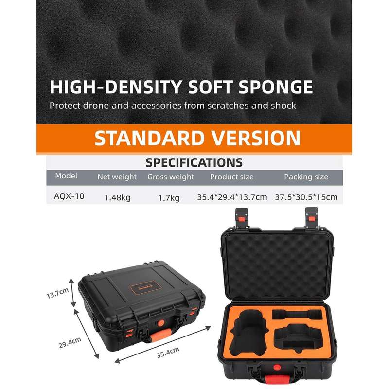 For DJI Air 3 Sunnylife Safety Carrying Case Large Capacity Waterproof Shock-proof Hard Travel Ca...