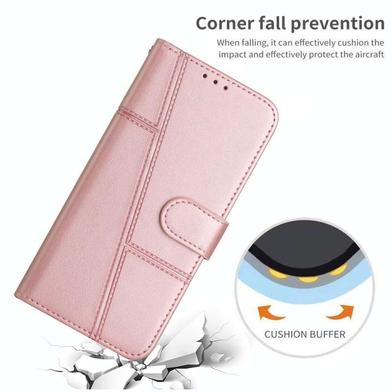 For Tecno Spark 7 / 7T Stitching Calf Texture Buckle Leather Phone Case(Pink)