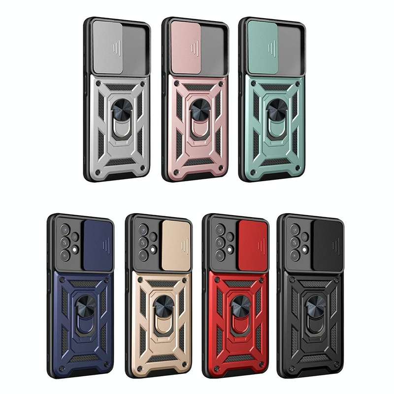 For Samsung Galaxy A13 4G Sliding Camera Cover TPU+PC Phone Case(Black)
