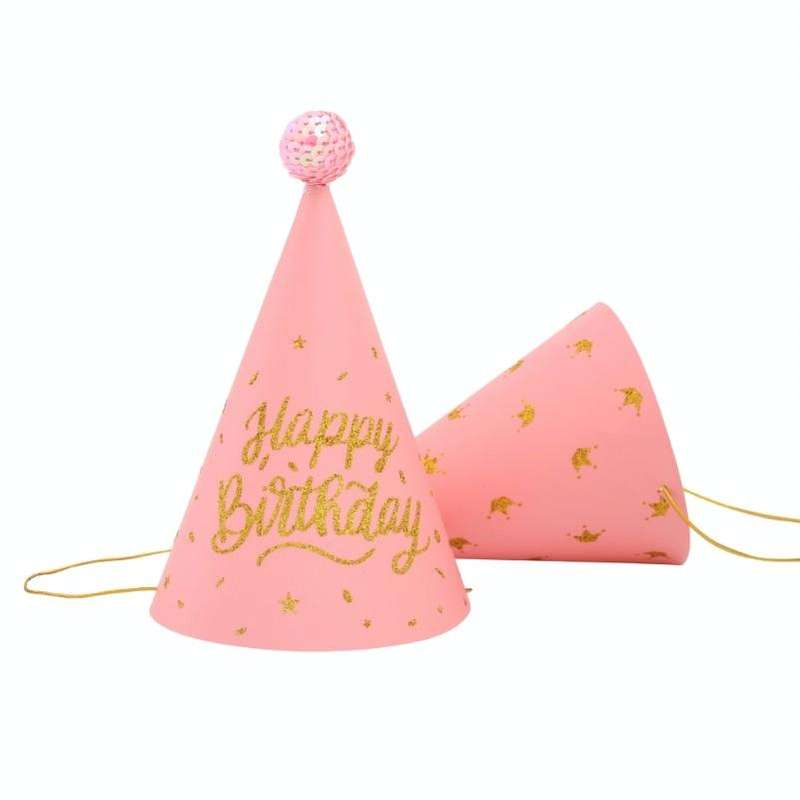 20 PCS Sequined Fur Ball Birthday Hat Birthday Party Supplies Dress Up Paper Hat, Colour: No. 7 Pink