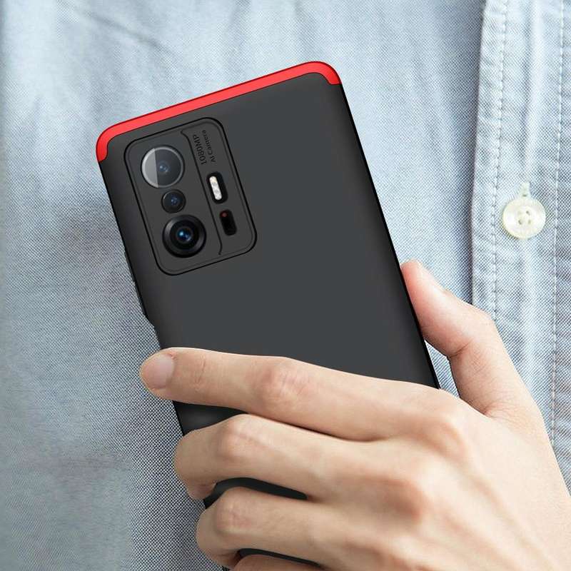 For Xiaomi Mi 11T GKK Three Stage Splicing Full Coverage PC Phone Case(Black Red)