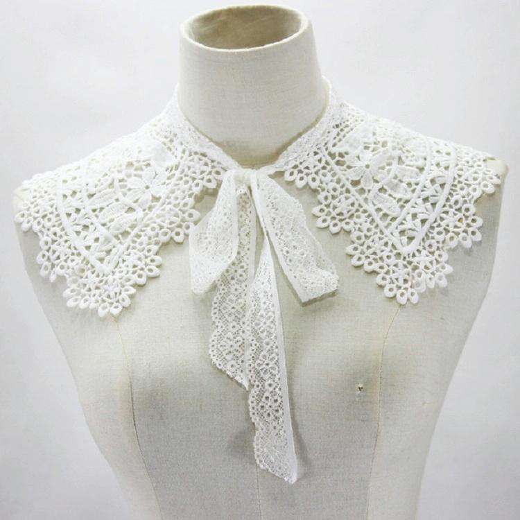 Hollow Water-soluble Fake Collar Shawl Dress Decorative Collar(White)