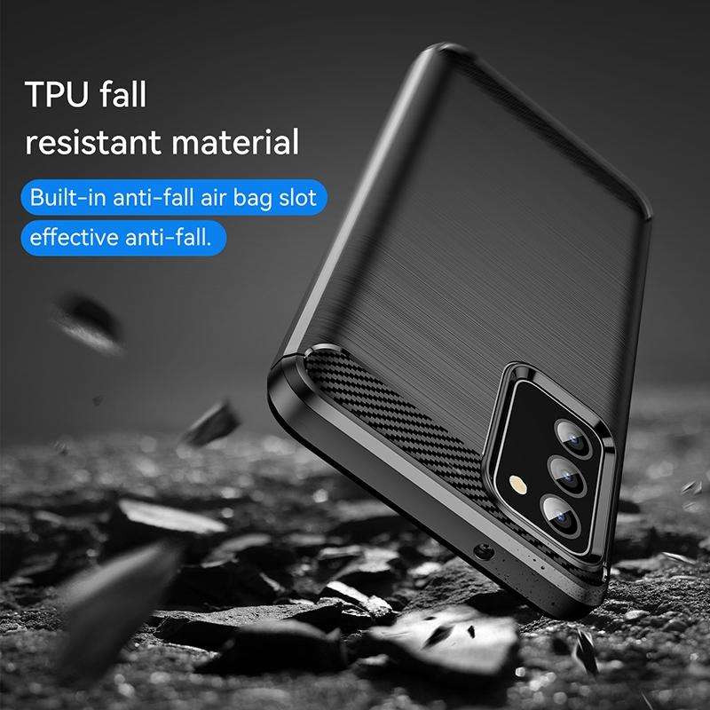 For Samsung Galaxy A03s US Version Brushed Texture Carbon Fiber TPU Phone Case(Black)