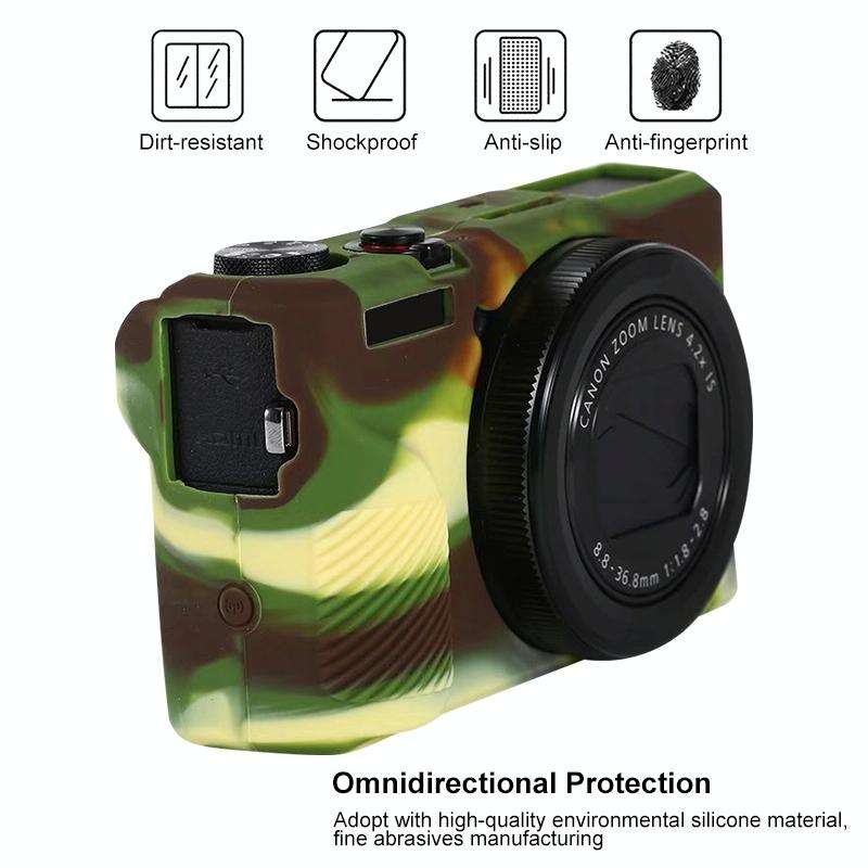 For Canon PowerShot G7 X Mark III / G7X III / G7X3 Soft Silicone Protective Case(Camouflage)