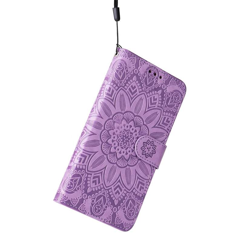 For Xiaomi Poco C40 Embossed Sunflower Leather Phone Case(Purple)
