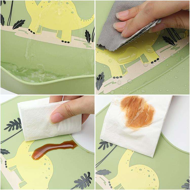 Waterproof Baby Silicone Bibs Kids Feeding Bandana (Grass Green)