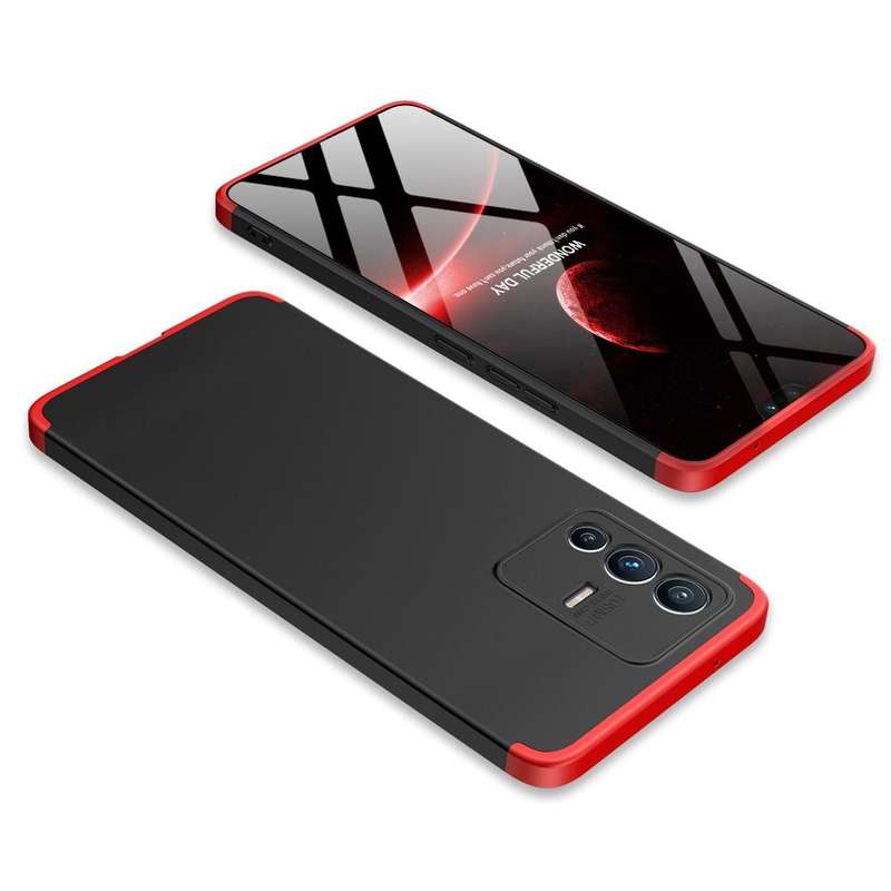 For vivo V23 5G GKK Three Stage Splicing PC Phone Case(Black Red)