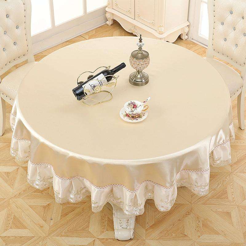 Home Fabric Round Tablecloth Hotel Disposable Anti-scald Table Mats, Size:180cm(Ice Beige)
