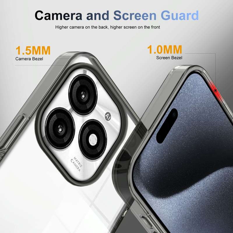 For Itel A70 2.5mm Anti-slip Clear Acrylic Hybrid TPU Phone Case(Black)