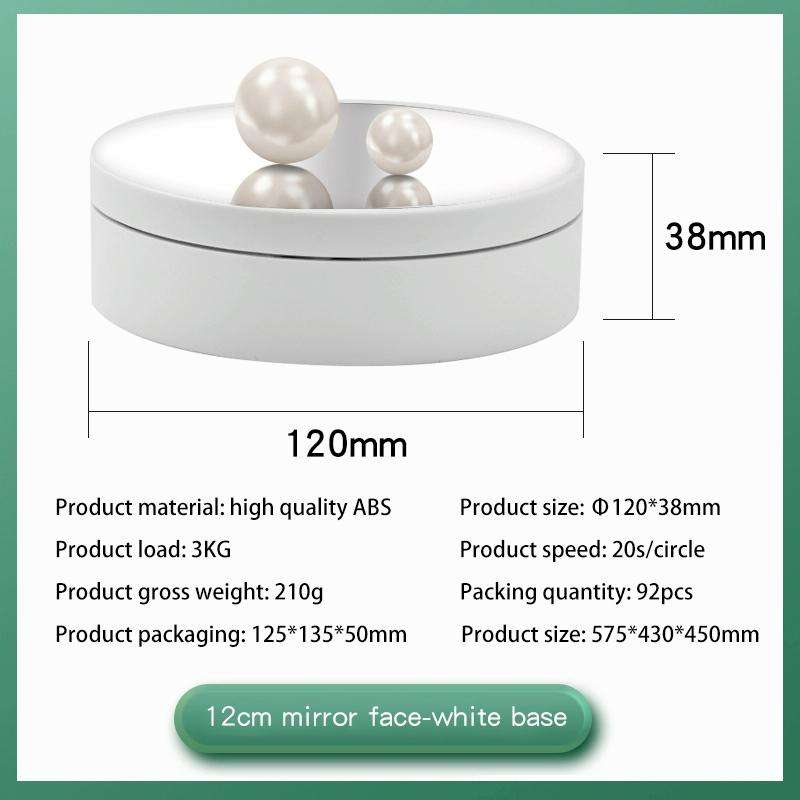 12cm 360 Degree Rotating Turntable Mirror Electric Display Stand Video Shooting Props Turntable, ...