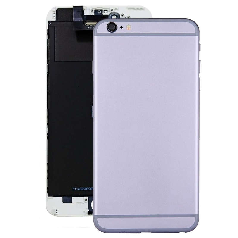 Full Housing Back Cover with Power Button & Volume Button Flex Cable for iPhone 6 Plus(Grey)