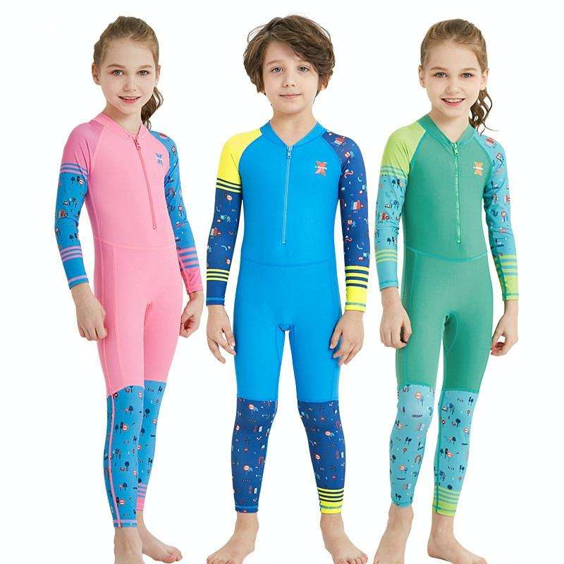DIVE & SAIL LS-18822 Children Diving Suit Outdoor Sunscreen One-piece Swimsuit, Size: L(Girl Pink)
