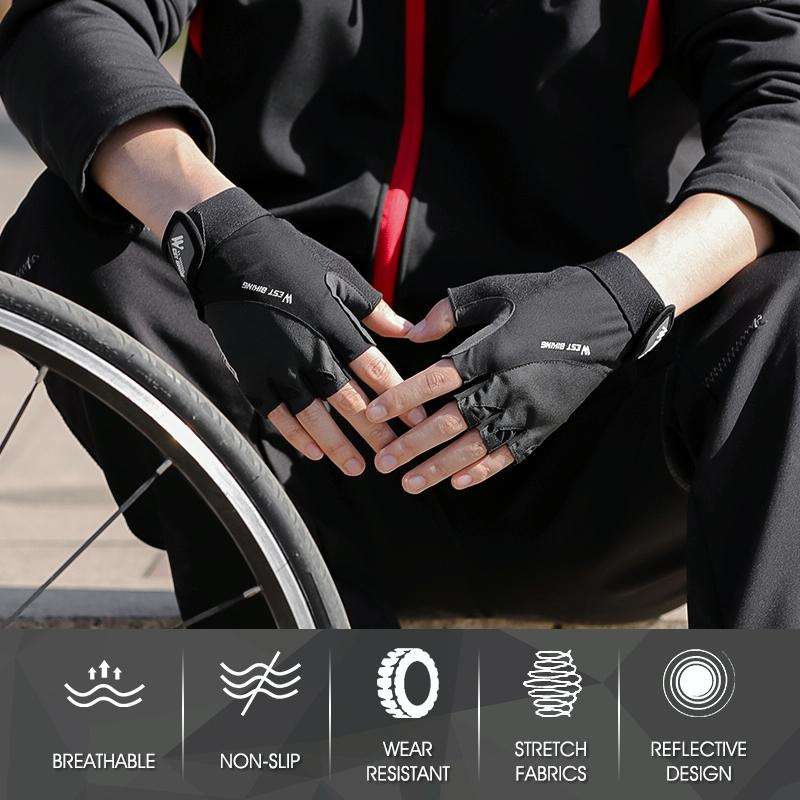 WEST BIKING YP0211210 Mountain Cycling Gloves Half Finger Breathable Anti-Slip Gloves Riding Equi...