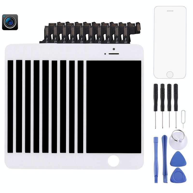 10 PCS TFT LCD Screen for iPhone 5S  Digitizer Full Assembly with Front Camera (White)